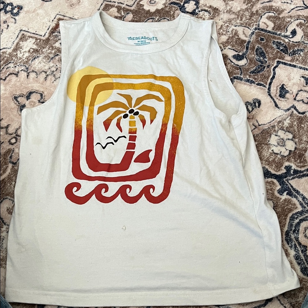 Thread4Buts Kids Palm Tree Tank Top - White and Red